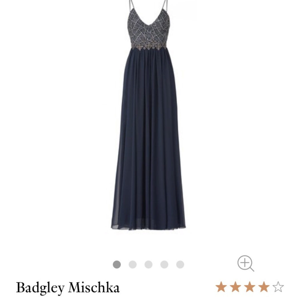 Badgley Mischka Navy Ballerina Gown